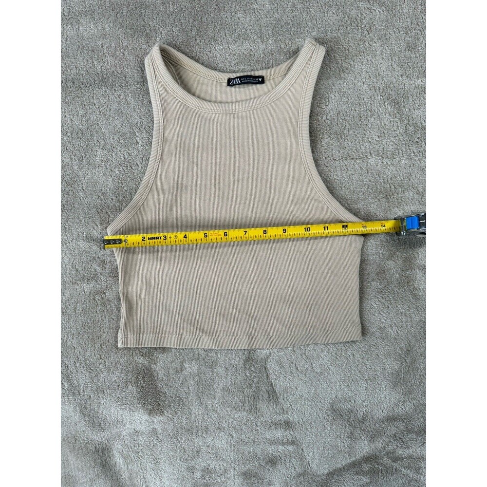 ZARA Cropped Ribbed Tank Tan Size L - Picture 5 of 6